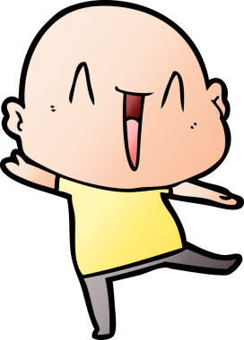 Bir insan tarafından çizilmiş mutlu, kel adam.