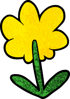 Bir insan tarafından çizilmiş karikatür çiçeği