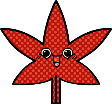 Bir insan tarafından çizilmiş güz yaprağının çizgi romanı.