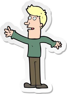 Bir insan tarafından çizilmiş bir karikatür adamın çıkartması.