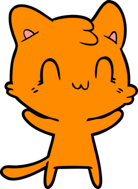 Bir insan tarafından çizilmiş mutlu bir kedi.