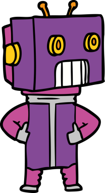 Bir insan tarafından çizilmiş çizgi film robotu