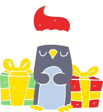 Bir insan tarafından çizilmiş şirin bir Noel pengueni.