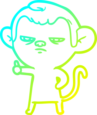 Bir insan tarafından çizilmiş, sinir bozucu bir maymunun soğuk çizgi çizimi.