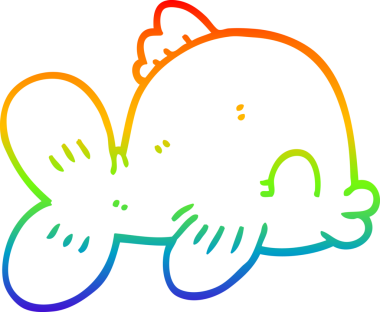 gökkuşağı gradyan çizgisi bir insan tarafından çizilmiş komik bir karikatür balığı çizimi