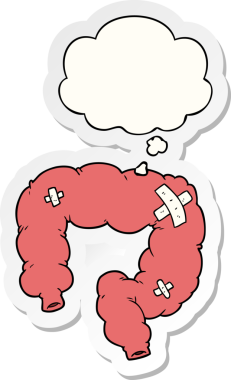 Düşünce baloncuklu çizgi roman karakteri bir insan tarafından çizilmiş çıkartma.