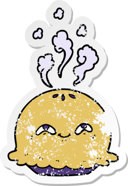 Bir insan tarafından çizilmiş karikatür pastasının sıkıntılı çıkartması.