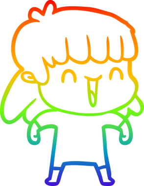 Gökkuşağı gradyan çizimi Bir insan tarafından çizilmiş endişeli bir çizgi kadın