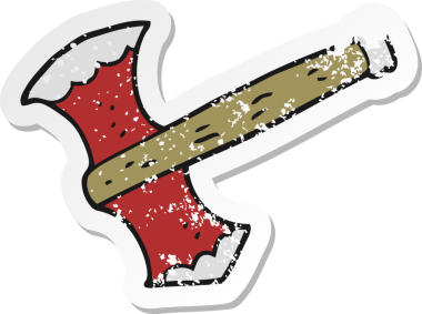 Bir insan tarafından çizilmiş bir baltanın gerilimli çıkartması.