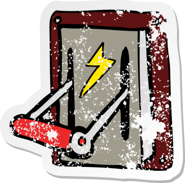 Bir insan tarafından çizilmiş karikatür endüstriyel makine çıkartması.