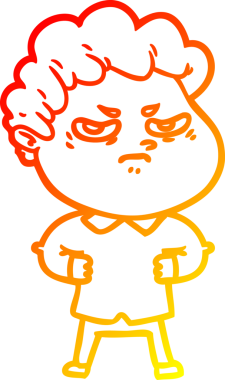 Bir insan tarafından çizilmiş kızgın bir adamın sıcak çizgi çizimi.