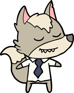 Bir insan tarafından çizilmiş dost canlısı patron kurt.