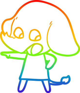 Gökkuşağı gradyan çizgisi bir insan tarafından çizilmiş şirin bir fil çizimi