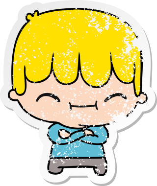 Bir insan tarafından çizilmiş kawai sevimli çocuk serbest sticker 'ı.