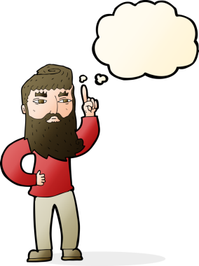 Bir insan tarafından çizilmiş düşünce baloncuğu fikri olan çizgi film adamı.