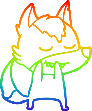 Bir insan tarafından çizilmiş gülen bir kurdun çizdiği gökkuşağı gradyan çizgi.