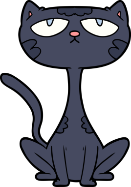 bir insan tarafından çizilmiş kara kedi çizgi filmi