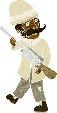 bir insan tarafından çizilmiş büyük oyun avcısı çizgi filmi