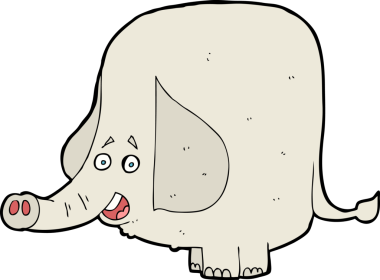 Bir insan tarafından çizilmiş mutlu bir fil.