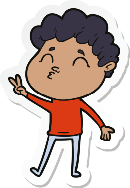 Bir insan tarafından çizilmiş karikatür adamın çıkartması.