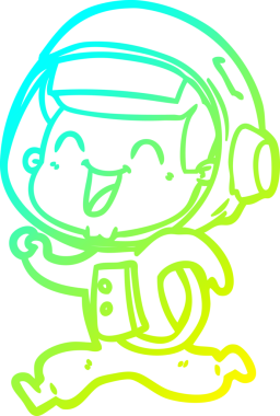 Bir insan tarafından çizilmiş mutlu bir astronotun soğuk gradyan çizimi.