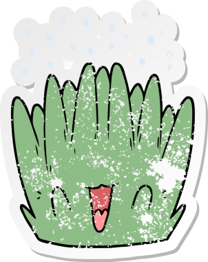 Bir insan tarafından çizilmiş karikatür deniz bitkisinin sıkıntılı çıkartması.