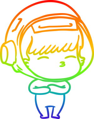 gökkuşağı gradyan çizimi bir insan tarafından çizilmiş meraklı astronot çizgi