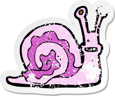 Bir insan tarafından çizilmiş bir salyangozun gerilmiş çıkartması.