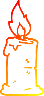 Bir insan tarafından çizilmiş karikatür yanan bir mumun sıcak çizgi çizimi