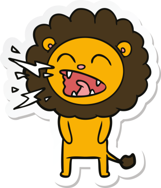 Bir insan tarafından çizilmiş kükreyen aslanın çıkartması.