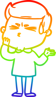 Bir insan tarafından çizilmiş terleyen bir çizgi film karakterinin çizimi.