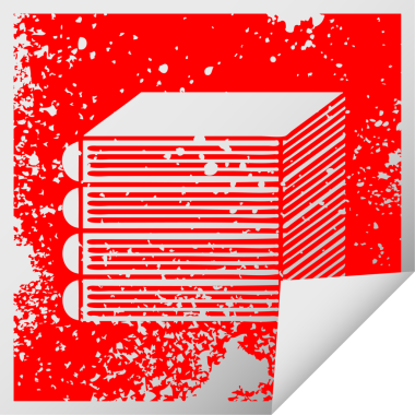 Bir insan tarafından çizilmiş kitap yığınının sıkıntılı kare soyma etiketi sembolü