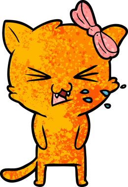 Bir insan tarafından çizilmiş çizgi film kedisi.