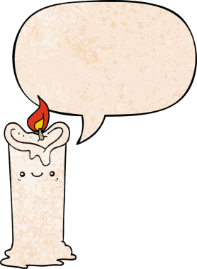 Konuşma baloncuğu olan karikatür mumu insan tarafından çizilmiş retro doku.