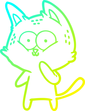 Bir insan tarafından çizilmiş bir çizgi film kedisinin soğuk gradyan çizimi