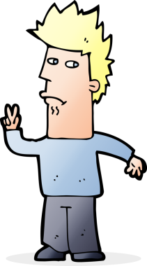 Karikatürist bir insan tarafından çizilmiş barış işareti veriyor.