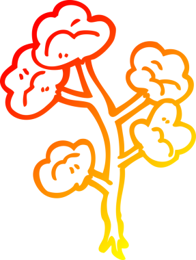 Bir insan tarafından çizilmiş karikatür çiçeğinin sıcak gradyan çizimi