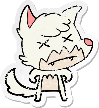 Bir insan tarafından çizilmiş ölü tilki çizgi filminin sıkıntılı çıkartması.