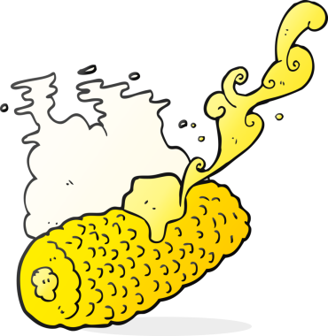 Bir insan tarafından çizilmiş tereyağlı mısır karikatürü.