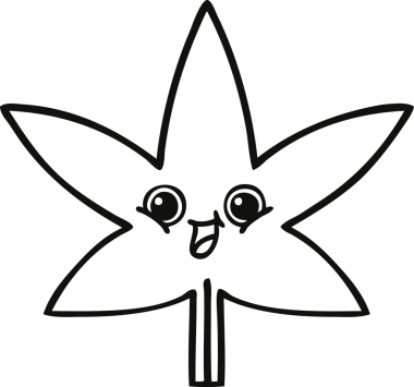 Bir insan tarafından çizilmiş marihuana yaprağının çizgi çizimi