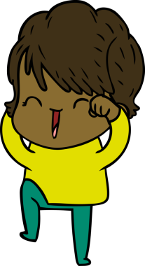 Bir insan tarafından çizilmiş gülen kadın çizgi filmi.