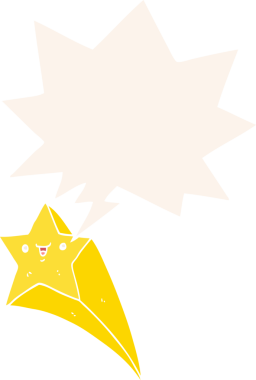 Bir insan tarafından çizilmiş, konuşma baloncuğu olan bir çizgi film yıldızı.