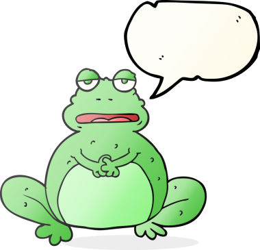 Bir insan tarafından çizilmiş serbest konuşma balonu karikatür kurbağası