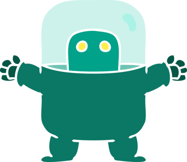 Bir insan tarafından çizilmiş takım elbiseli bir uzaylının el çizimi karikatürü.