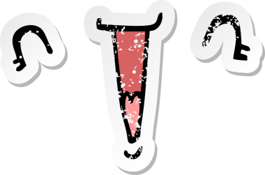 Bir insan tarafından çizilmiş şirin bir çizgi film karakterinin sıkıntılı çıkartması.