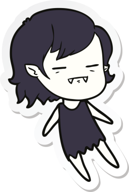 Bir insan tarafından çizilmiş ölümsüz vampir kız çizgi filminin çıkartması.