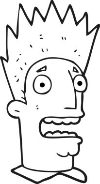 Bir insan tarafından çizilmiş siyah beyaz bir karikatür.