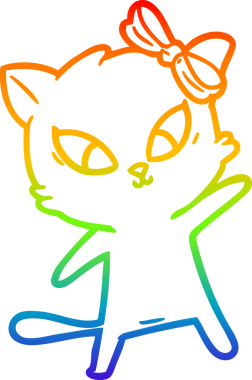 gökkuşağı gradyanı çizimi bir insan tarafından çizilmiş çizgi film kedisi