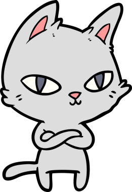 Bir insan tarafından çizilmiş çizgi film kedisi.