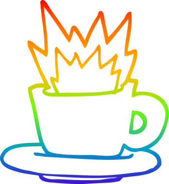 gökkuşağı gradyan çizgisi bir insan tarafından çizilmiş bir kahve fincanı